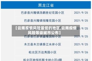 【云南疫情风险最低的地区,云南疫情风险等级城市公布】