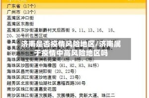 济南是否疫情风险地区/济南属于疫情中高风险地区吗