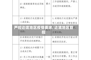 严控边境地区疫情要求/边境地区管控
