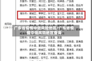 广东省疫情中低风险地区/广东省疫情中低风险地区查询