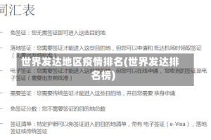 世界发达地区疫情排名(世界发达排名榜)