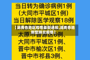 【湖南各地区疫情最新通报,湖南各地新型肺炎疫情】