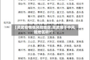 【灵武疫情低风险地区,灵武属于中风险地区吗?】