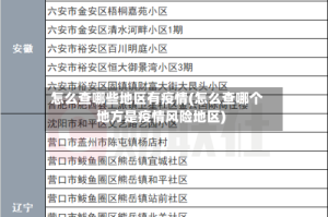 怎么查哪些地区有疫情(怎么查哪个地方是疫情风险地区)