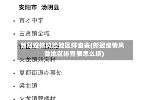 新冠疫情风险地区排查表(新冠疫情风险地区排查表怎么填)
