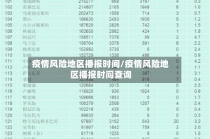 疫情风险地区播报时间/疫情风险地区播报时间查询