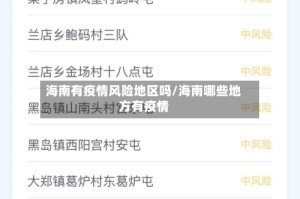 海南有疫情风险地区吗/海南哪些地方有疫情