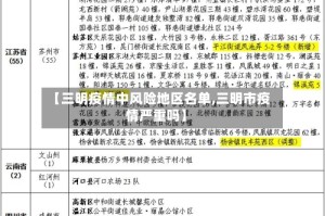 【三明疫情中风险地区名单,三明市疫情严重吗】
