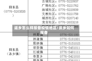 返乡怎么样报备疫情地区/反乡如何报备