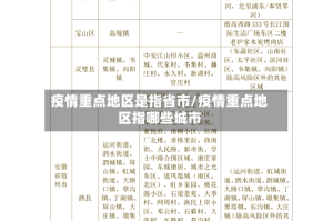 疫情重点地区是指省市/疫情重点地区指哪些城市