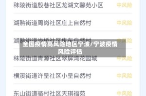 全国疫情高风险地区宁波/宁波疫情风险评估