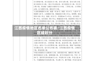 江西疫情地区名单公布表/江西疫情区域划分