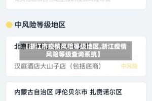 【浙江市疫情风险等级地区,浙江疫情风险等级查询系统】