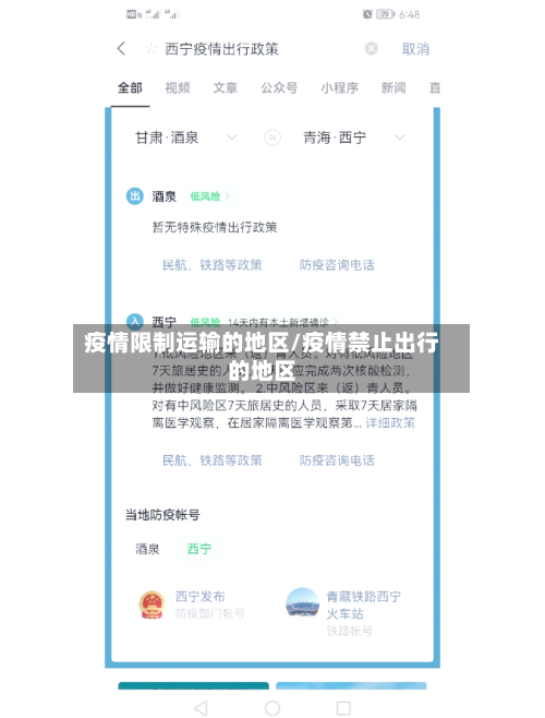 疫情限制运输的地区/疫情禁止出行的地区-第1张图片