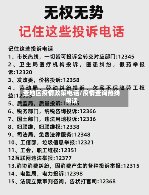 查地区疫情政策电话/疫情查询热线电话-第1张图片