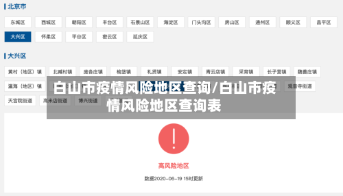 白山市疫情风险地区查询/白山市疫情风险地区查询表-第1张图片